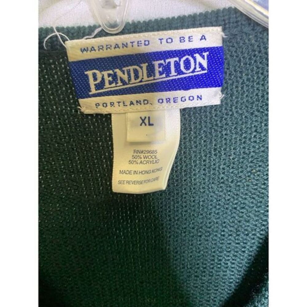 Women's XL Pendleton Wool Blend Plaid Green & Red Holiday Christmas Cardigan VTG - Picture 3 of 6